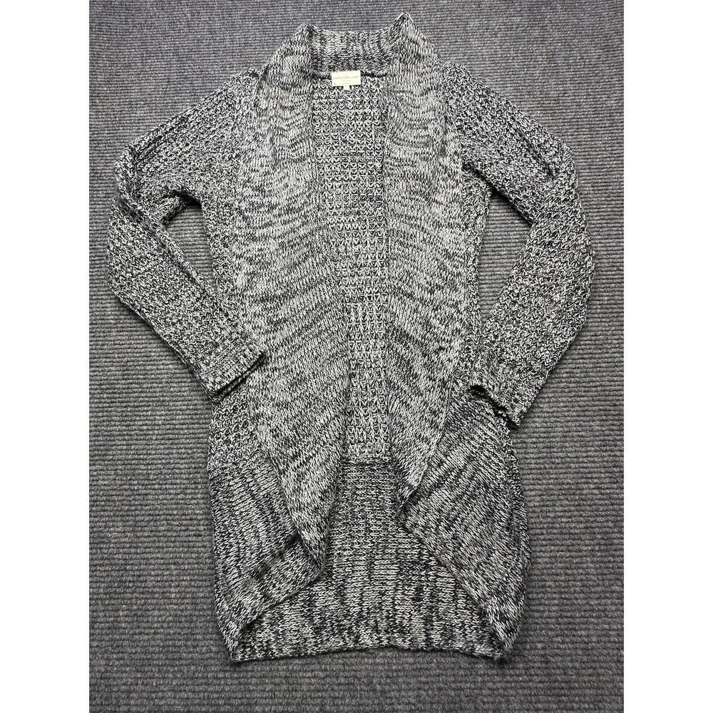 bobbie brooks‎ Sweater Womens XL Gray Marled Open Front Shawl Collar Cardigan